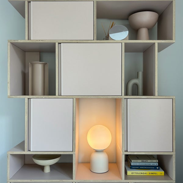 Hotel-Chic-Tischlampe beige mit Opalglas - Pallon Trend
