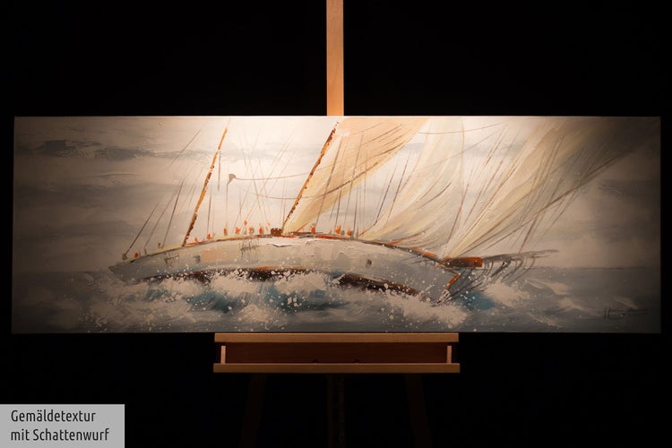 Handgemaltes Gemälde Acrylfarbe 150x50cm Weiß