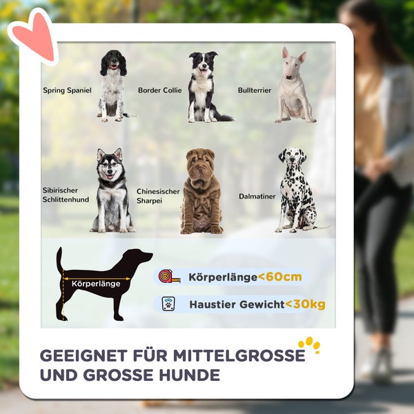 PawHut Hundewagen, Hundebuggy mit Kissen, faltbarer Hundetrolley, Katzenbuggy für große und mittelgroße Hunde, Hundetrolley mit Netzfenster, Sicherheitsleinen, Tasche, Oxfordstoff, Dunkelgrau