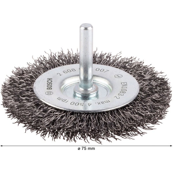 Drahtbürstenaufsatz mit Schaft, Durchmesser 75 Millimeter