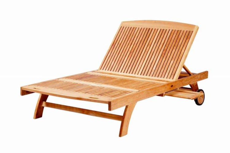 Teak Doppelliege extra breit mit Rollen premium wetterfest