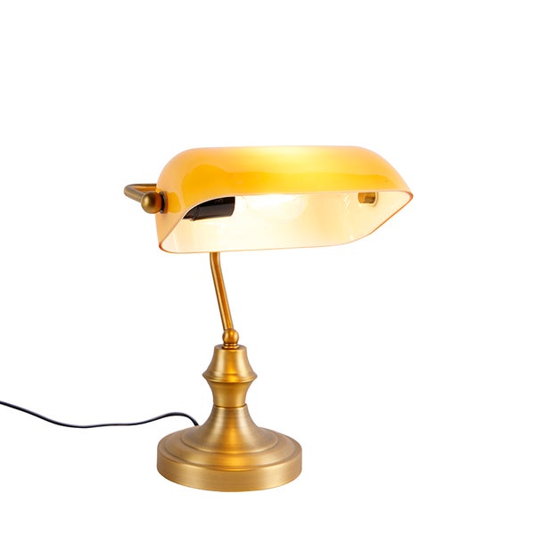 Goldfarbene Schreibtischlampe mit Lampenschirm