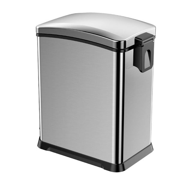 PROREGAL Rechteckiger Treteimer Aus Gebürstetem Edelstahl 15 Liter HxBxT 42 x 21,7 x 38,2 cm Silber