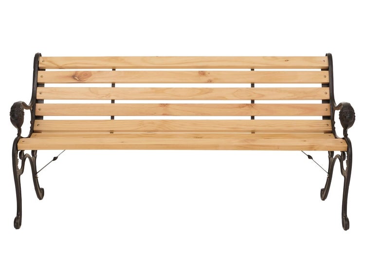Gartenbank mit Holzlatten und Metallgestell