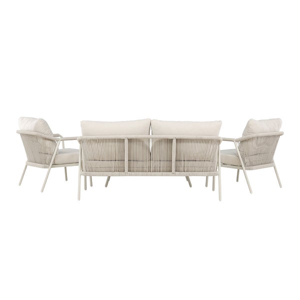 Sicily Loungeset 1 Sofa, 2 Stühle, 1 Couchtisch beige. 55 X 108 X 33 cm