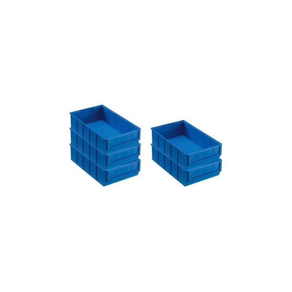 PROREGAL SparSet 5x Blaue Indurstriebox 300 B HxBxT 8,1 x 18,3 x 30 cm 3,4 Liter Sortimentskasten