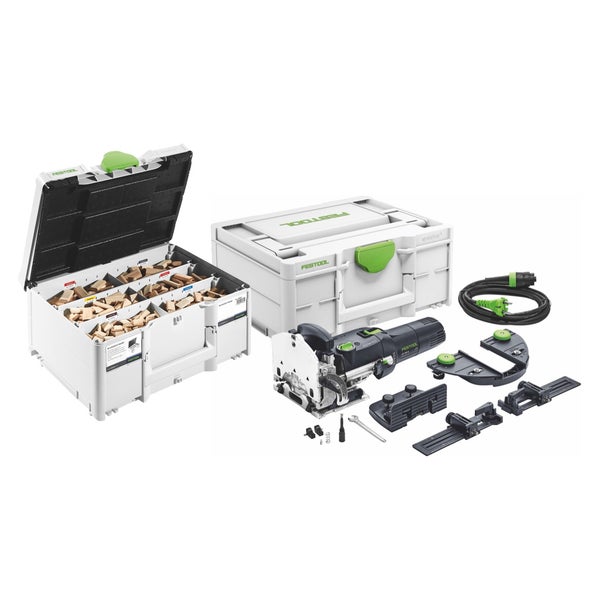 Festool DF 500 Q-Set Dübelfräse 420 Watt 4 - 10 mm + Leistenanschlag + Queranschlag + 1060 tlg. DOMINO Dübel Buche Sortiment + Systainer