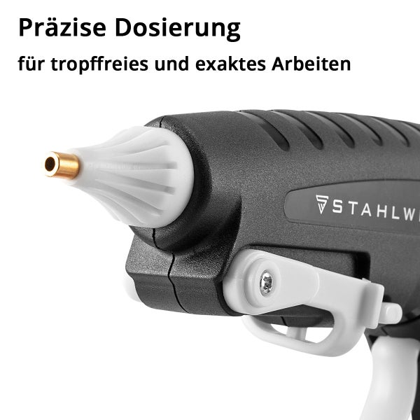 Detailansicht einer Heissklebepistole der Marke Stahlwerk