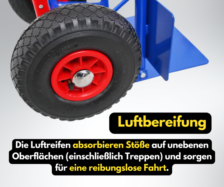 Luftreifen eines Transportgeräts mit roter Felge