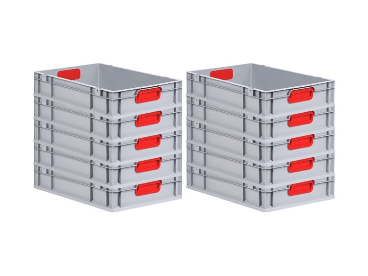 PROREGAL Eurobox Nextgen Color HxBxT 12 x 40 x 60 cm 23 Liter Griffe Rot Geschlossen Glatter Boden Eurobehälter Transportbox