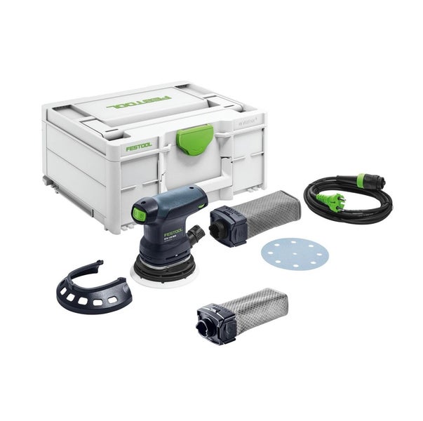 Festool ETS 125 REQ-Plus Exzenterschleifer 250 W 125 mm ( 576069 ) + systainer + Festool SB-Longlife RTS/DTS/ETS Staubfangbeutel ( 201693 )