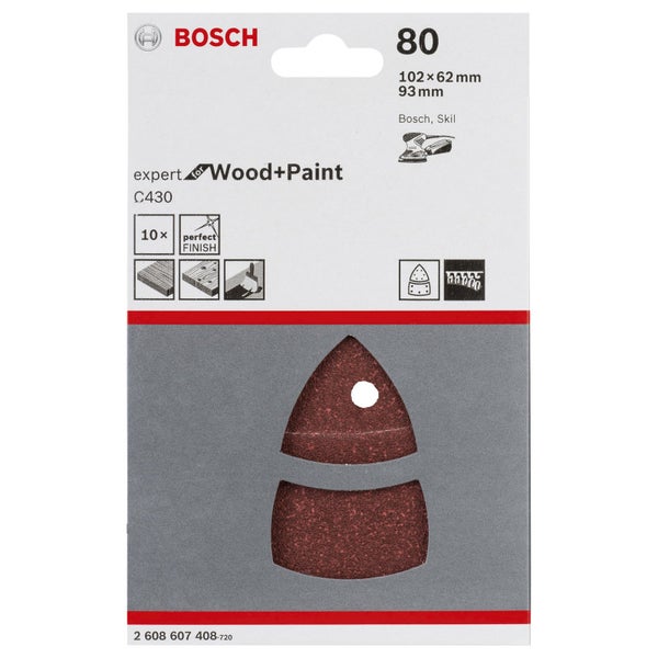 Bosch Schleifblatt-Set C430 Expert for Wood 11 Löcher 10tlg. 102 x 62, 93 mm 80 - 2608607408