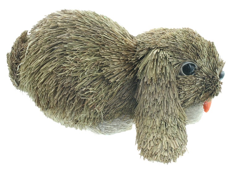 FRANK FLECHTWAREN|Figur Mümmelhäschen, 18 x 17 x 9 cm, STYROPOR, STROH, KUNSTSTOFF