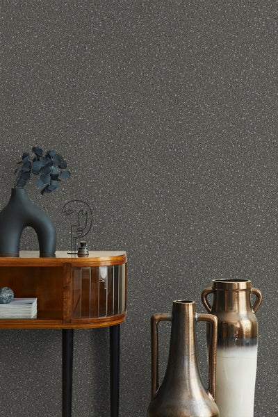 Tapete Schwarz Silber Struktur Vliestapete für Schlafzimmer Wohnzimmer oder Küche Made in Germany 10,05 x 0,53m