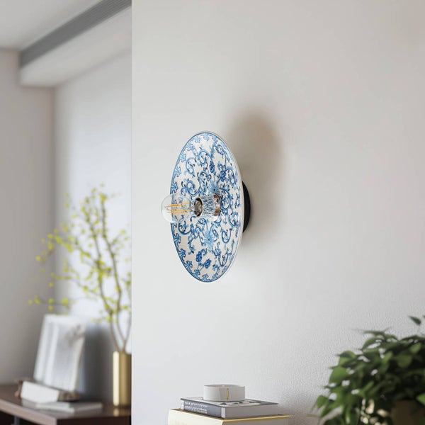 Lucande Wandleuchte, Wandlampe Innen Faelira (Retro Vintage Antik) in Weiß aus Keramik (1 flammig E27) - Wandstrahler Wandbeleuchtung Schlafzimmer / Wohnzimmer Wohnzimmerleuchte