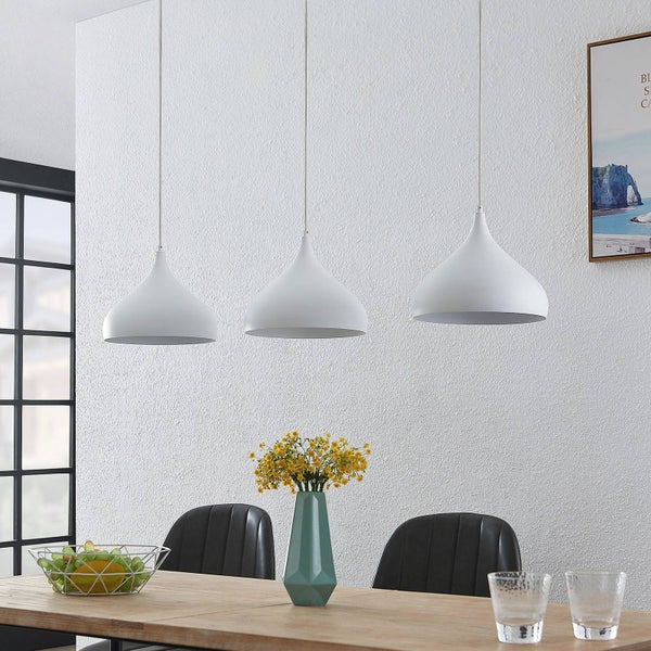 Lindby Pendelleuchte Elamira (Modern) in Weiß aus Metall (3 flammig, E27) - Deckenlampe Esstischlampe Hängelampe Hängeleuchte Wohnzimmerleuchte