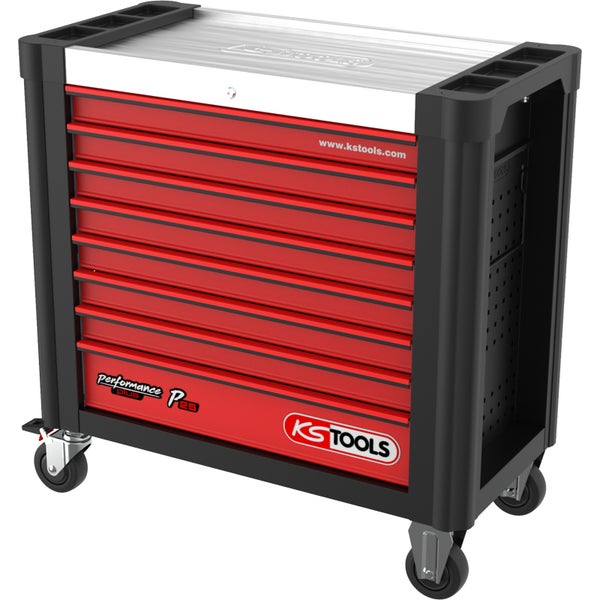 KS TOOLS PERFORMANCEplus P25 SCHWARZ/ROT Werkstattwagen mit 8 Schubladen - 873.3008