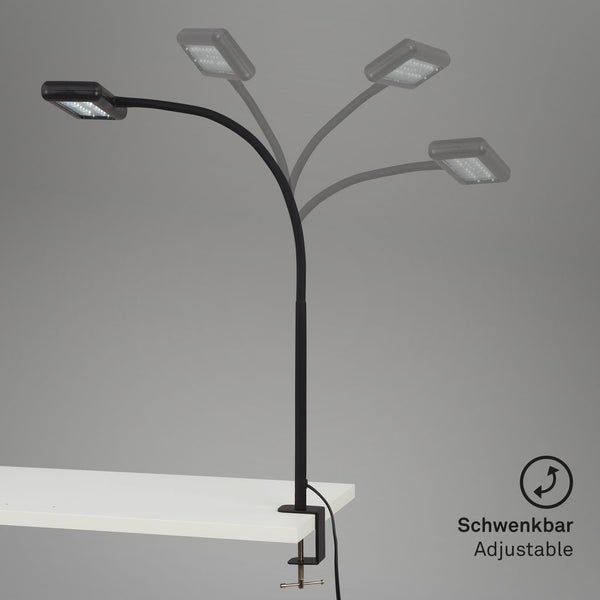LED Klemmleuchte Tageslicht Kabelschalter 7,5 W schwarz Metall Briloner