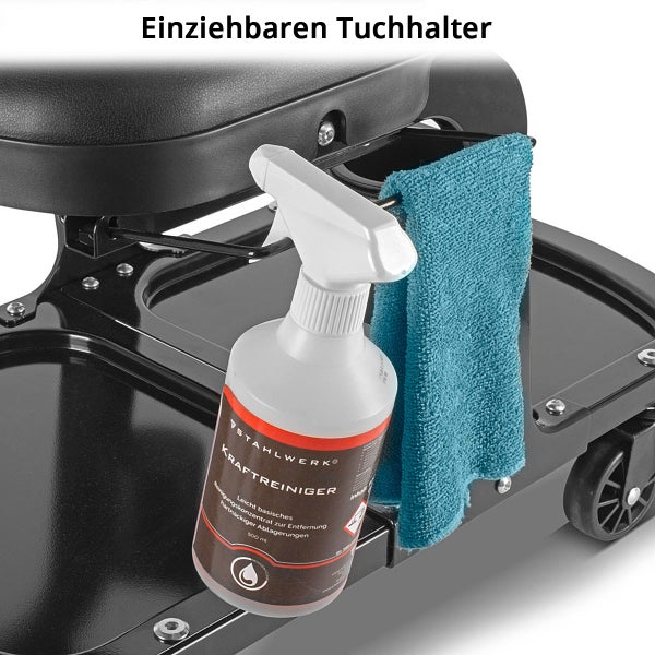 Ausziehbarer Tuchhalter mit Reiniger und Tuch