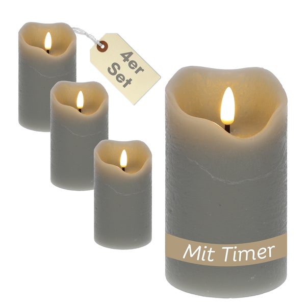 Set aus vier LED Stumpenkerzen mit Timer Funktion
