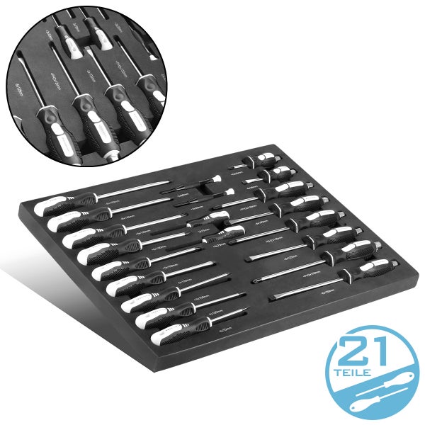 21-teiliges Schraubendreher Set in Werkzeugablage