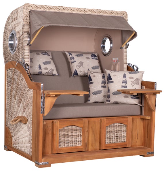 Strandkorb Rantum Grande Teak PE shell Dessin 540