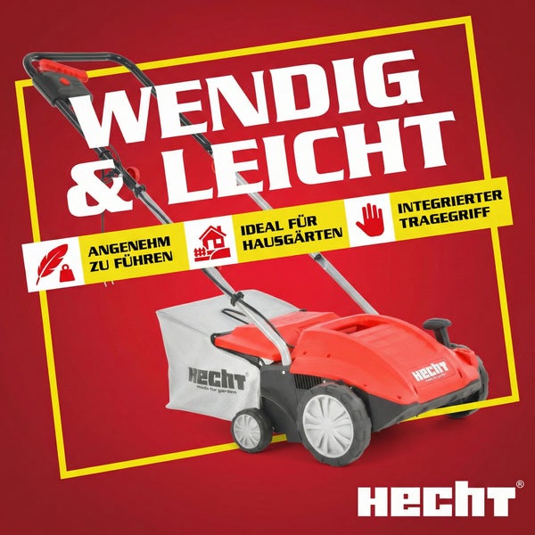 Hecht Vertikutierer mit Textaufdruck für den Garten.