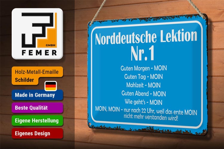 Blechschild Spruch 30x20cm Norddeutsche Lektion Nr. 1 MOIN