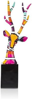 Dekorative Hirschskulptur mit farbenfrohen Streifen