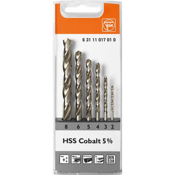Fein HSS Cobalt 5 percent Bohrer Set, achtteilig