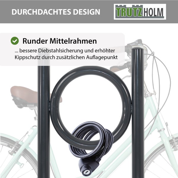 Fahrradständer mit rundem Mittelrahmen und Fahrradschloss