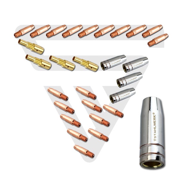 Schweissbrenner Verschleissteil Set mit Stahlwerk Logo