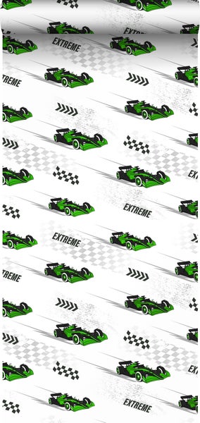Sanders und Sanders Tapete Rennwagen Grün - 50 x 900 cm - 935354
