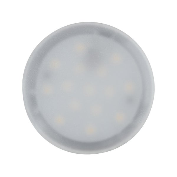 Rundes LED-Panel mit matter Kunststoffabdeckung und sichtbaren Lichtpunkten.