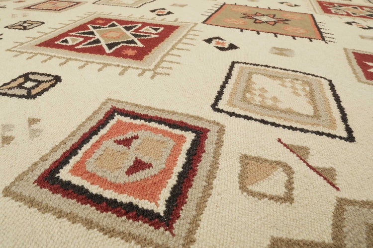 Kelim Teppich Creme Beige Rot aus Wolle Brionne Green Looop 160x230 cm