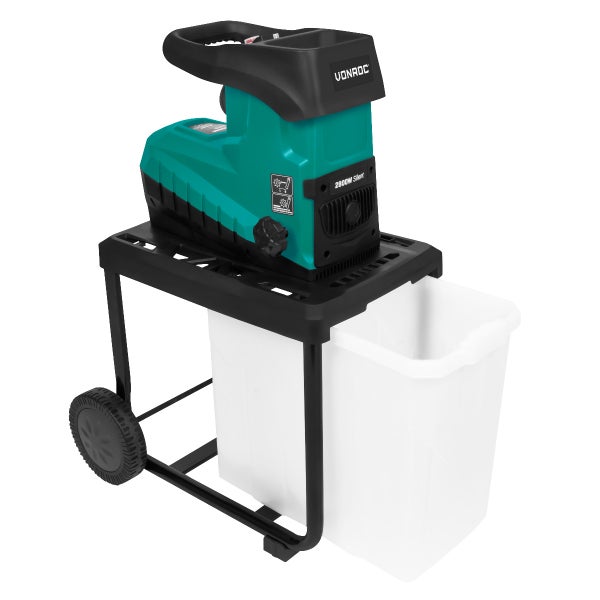 VONROC Gartenhäcksler elektrisch 2800W - Walzenhäcksler für Äste bis zu Ø45mm - Leise & Robust - Häcksler Maschine für Gartenabfälle inkl 60L Auffangsack