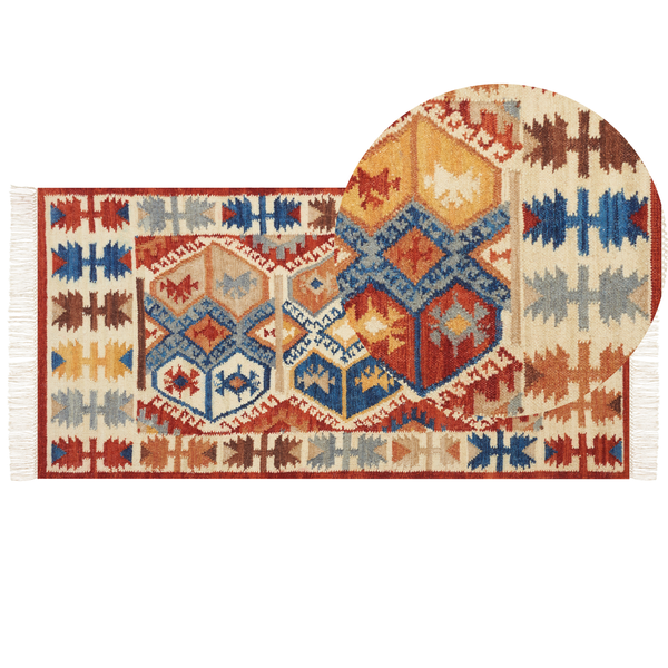 Teppich VANASHEN Bunt 80 x 150 cm Wolle Kelim