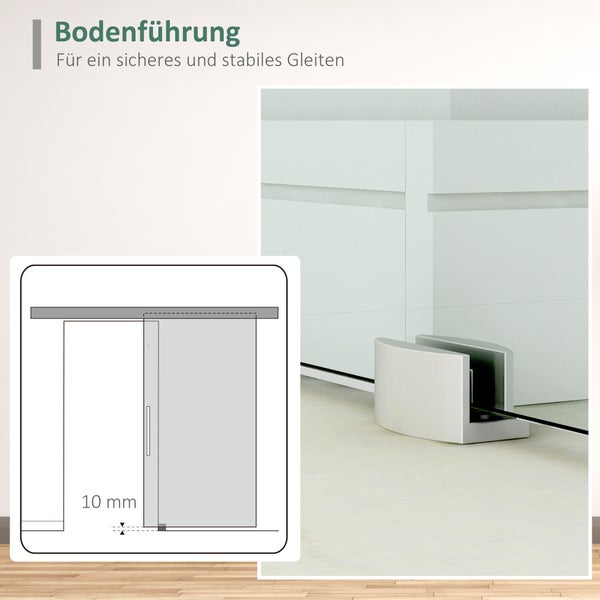 HOMCOM Glasschiebetür Schiebetür Tür Zimmertür mit Griffstange einseitig satiniert 77,5 x 205 cm