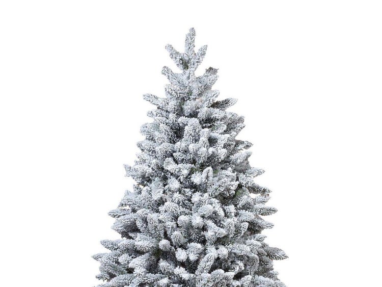 Künstlicher Weihnachtsbaum mit künstlicher Schneebeschichtung und dichten Nadelzweigen in realistischer Tannenoptik.