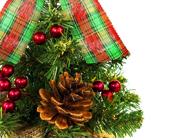 LAALU Geschmückter künstlicher Weihnachtsbaum mit 27 Ornamenten TINY 8 im Topf 25 cm