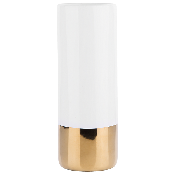 Dekorative Blumenvase aus Keramik mit goldfarbenem Fuß