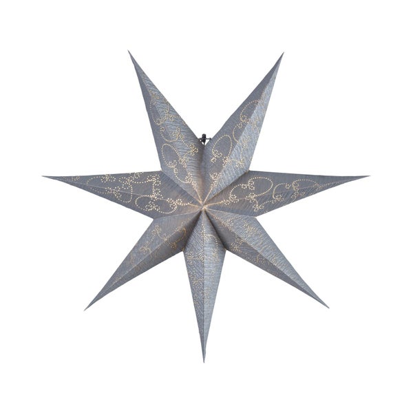 Grauer Papierstern mit floralen Mustern zur Dekoration