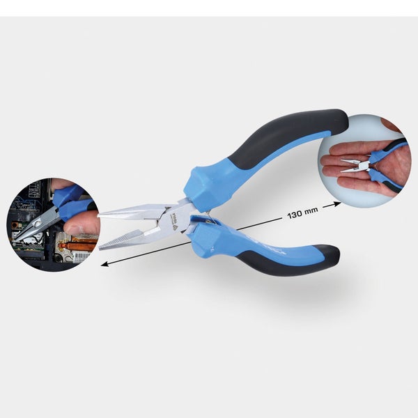 Flachrundzange mit einer Länge von 130 mm