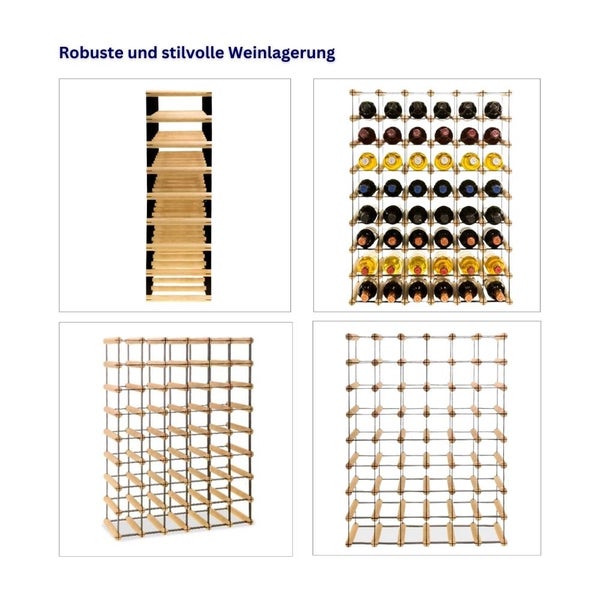 PROREGAL Modulares Weinregal Vinotega Mod Metal HxBxT 82,5 x 62,5 x 24,5 cm 6 x 8 Flaschen Massives Kiefernholz Braun Geölt