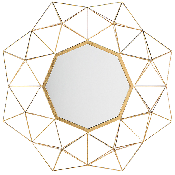 Dekorativer Wandspiegel mit geometrischem Design und goldenem Rahmen