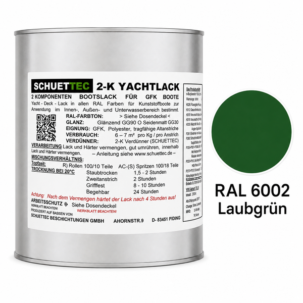 Dose SCHUETTEC 2-Komponenten Yachtlack RAL 6002 Laubgrün für Kunststoffboote