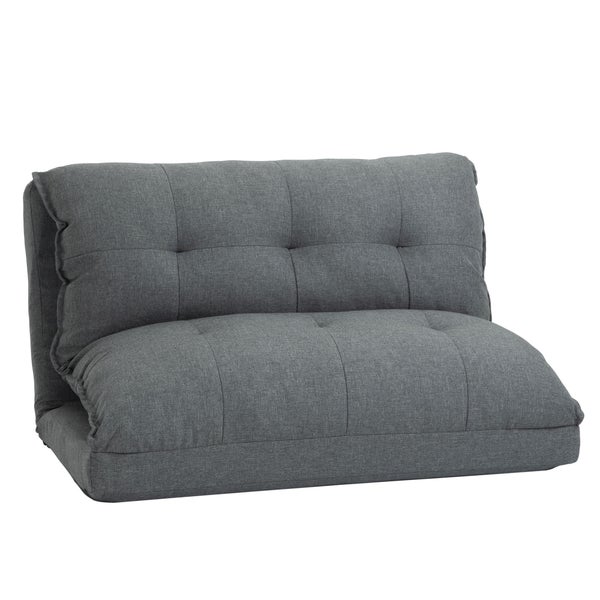 HOMCOM Bodenstuhl 2-in-1 Bodensofa Schlafsofa 13 Positionen Verstellbare Rückenlehne für Wohnzimmer Leinen 100 x 71 x 54 cm Grau