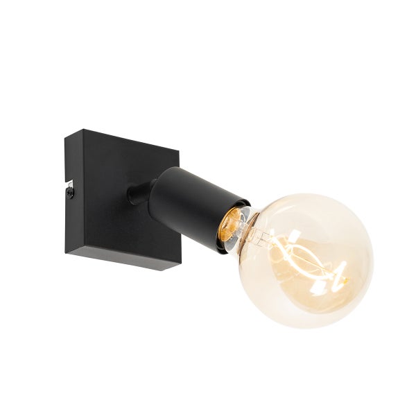 Schwarze Wandleuchte mit runder Glühbirne