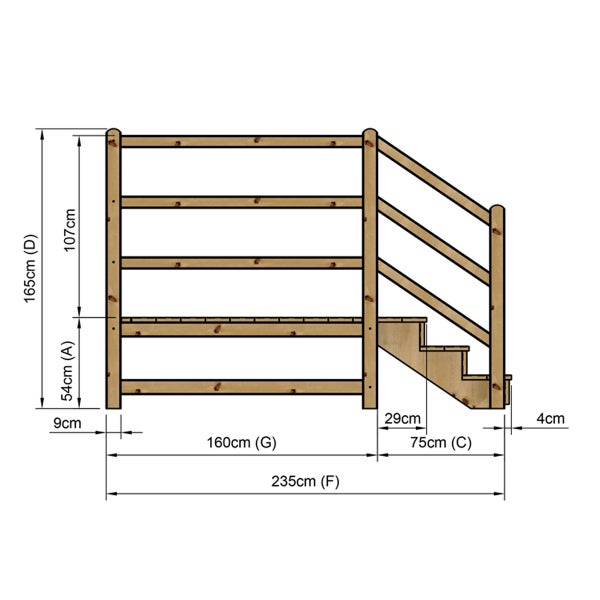 Technische Zeichnung eines Treppengeländers mit Maßangaben
