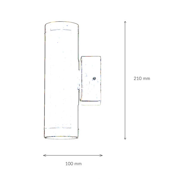 Abmessungen einer Wandleuchte: 210 mm hoch und 100 mm breit.